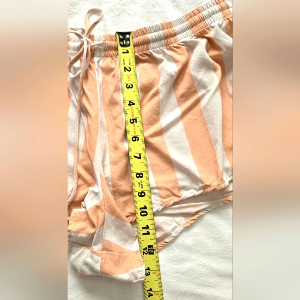 Peach and White Striped Short Pajama Set Size Medium - Picture 9 of 17